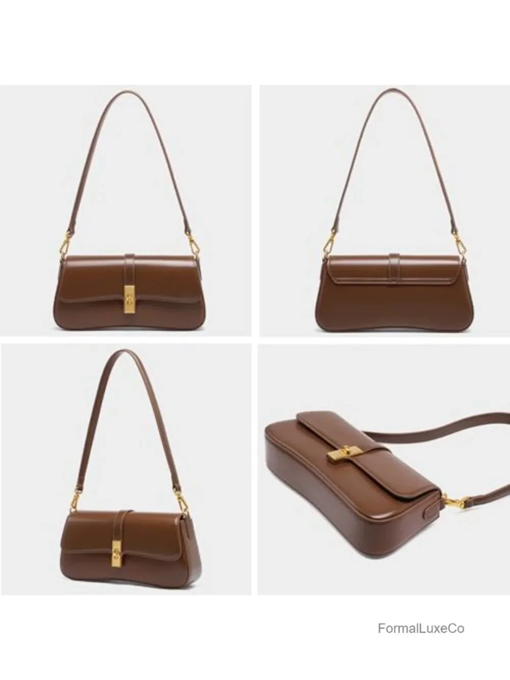 Genuine Cowhide Leather Hobo Evening Bag Shoulder Handbag
